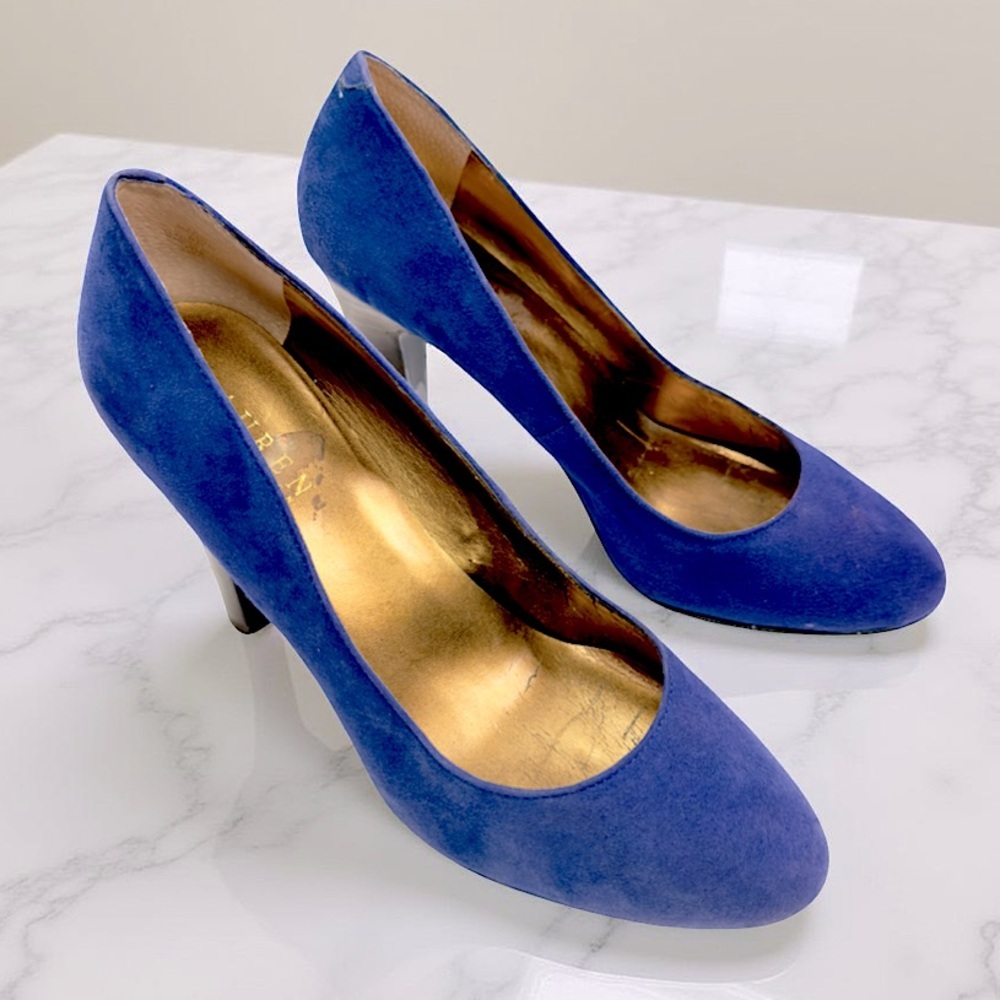 Lauren Ralph Lauren Rylie Blue Suede Heels Size 8